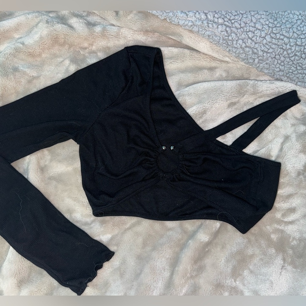 One shoulder black shirt, size S